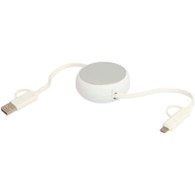 Load image into Gallery viewer, Alasia 5-in-1 100 cm recycled plastic and aluminium retractable data sync and 45W fast charge cable — Silver (detail)
