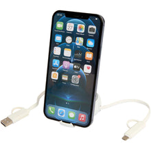 Load image into Gallery viewer, Alasia 5-in-1 100 cm recycled plastic and aluminium retractable data sync and 45W fast charge cable — Silver (detail 2)