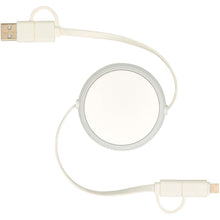 Load image into Gallery viewer, Alasia 5-in-1 100 cm recycled plastic and aluminium retractable data sync and 45W fast charge cable — Silver (front)