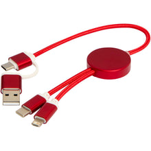 Load image into Gallery viewer, Alasia 5-in-1 recycled aluminium and plastic 30 cm data sync and 27W fast charge cable — Red (detail 2)