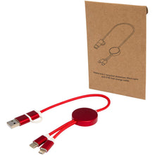 Load image into Gallery viewer, Alasia 5-in-1 recycled aluminium and plastic 30 cm data sync and 27W fast charge cable — Red