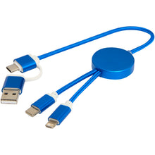 Load image into Gallery viewer, Alasia 5-in-1 recycled aluminium and plastic 30 cm data sync and 27W fast charge cable — Royal blue (detail 2)