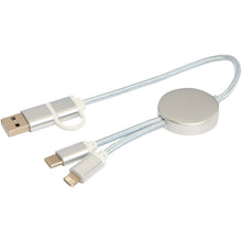 Load image into Gallery viewer, Alasia 5-in-1 recycled aluminium and plastic 30 cm data sync and 27W fast charge cable — Silver (detail)