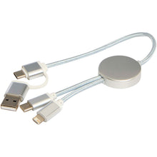 Load image into Gallery viewer, Alasia 5-in-1 recycled aluminium and plastic 30 cm data sync and 27W fast charge cable — Silver (detail 2)