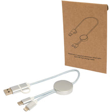 Load image into Gallery viewer, Alasia 5-in-1 recycled aluminium and plastic 30 cm data sync and 27W fast charge cable — Silver