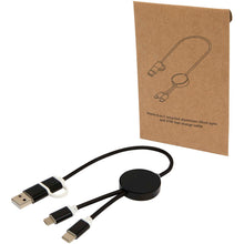 Load image into Gallery viewer, Alasia 5-in-1 recycled aluminium and plastic 30 cm data sync and 27W fast charge cable — Black