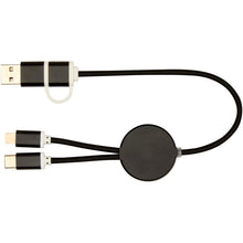 Load image into Gallery viewer, Alasia 5-in-1 recycled aluminium and plastic 30 cm data sync and 27W fast charge cable — Black (back)