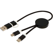 Load image into Gallery viewer, Alasia 5-in-1 recycled aluminium and plastic 30 cm data sync and 27W fast charge cable — Black (detail)