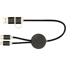 Load image into Gallery viewer, Alasia 5-in-1 recycled aluminium and plastic 30 cm data sync and 27W fast charge cable — Black (front)
