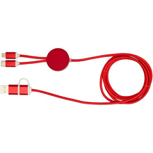 Load image into Gallery viewer, Alasia 5-in-1 recycled aluminium and plastic 150 cm data sync and 27W fast charge cable — Red (back)