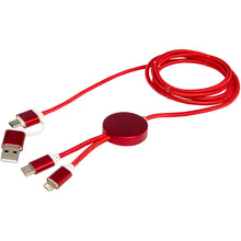 Load image into Gallery viewer, Alasia 5-in-1 recycled aluminium and plastic 150 cm data sync and 27W fast charge cable — Red (detail 2)