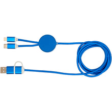 Load image into Gallery viewer, Alasia 5-in-1 recycled aluminium and plastic 150 cm data sync and 27W fast charge cable — Royal blue (back)