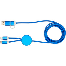 Load image into Gallery viewer, Alasia 5-in-1 recycled aluminium and plastic 150 cm data sync and 27W fast charge cable — Royal blue (front)