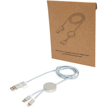 Load image into Gallery viewer, Alasia 5-in-1 recycled aluminium and plastic 150 cm data sync and 27W fast charge cable — Silver