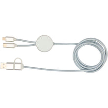 Load image into Gallery viewer, Alasia 5-in-1 recycled aluminium and plastic 150 cm data sync and 27W fast charge cable — Silver (back)