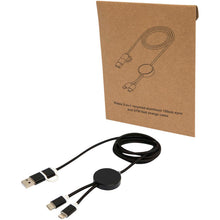 Load image into Gallery viewer, Alasia 5-in-1 recycled aluminium and plastic 150 cm data sync and 27W fast charge cable — Black