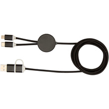 Load image into Gallery viewer, Alasia 5-in-1 recycled aluminium and plastic 150 cm data sync and 27W fast charge cable — Black (back)