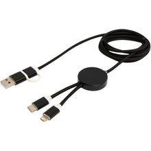 Load image into Gallery viewer, Alasia 5-in-1 recycled aluminium and plastic 150 cm data sync and 27W fast charge cable — Black (detail)