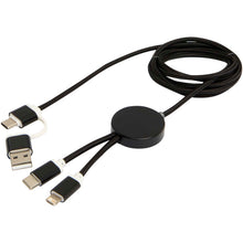 Load image into Gallery viewer, Alasia 5-in-1 recycled aluminium and plastic 150 cm data sync and 27W fast charge cable — Black (detail 2)