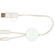 Load image into Gallery viewer, Citala 5-in-1 recycled plastic 30 cm data sync and 27W fast charge cable — White (back)