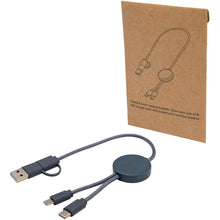 Load image into Gallery viewer, Citala 5-in-1 recycled plastic 30 cm data sync and 27W fast charge cable — Hale Blue