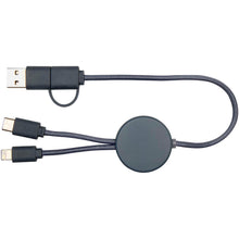 Load image into Gallery viewer, Citala 5-in-1 recycled plastic 30 cm data sync and 27W fast charge cable — Hale Blue (back)