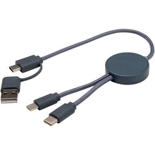 Load image into Gallery viewer, Citala 5-in-1 recycled plastic 30 cm data sync and 27W fast charge cable — Hale Blue (detail 2)