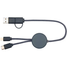 Load image into Gallery viewer, Citala 5-in-1 recycled plastic 30 cm data sync and 27W fast charge cable — Hale Blue (front)