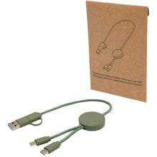 Load image into Gallery viewer, Citala 5-in-1 recycled plastic 30 cm data sync and 27W fast charge cable — Heather green