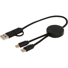 Load image into Gallery viewer, Citala 5-in-1 recycled plastic 30 cm data sync and 27W fast charge cable — Black (detail)