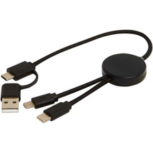 Load image into Gallery viewer, Citala 5-in-1 recycled plastic 30 cm data sync and 27W fast charge cable — Black (detail 2)