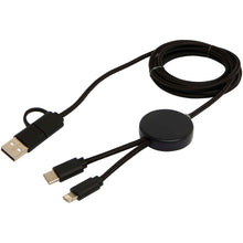 Load image into Gallery viewer, Citala 5-in-1 recycled plastic 150 cm data sync and 27W fast charge cable — Black (detail)