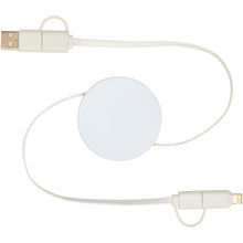 Load image into Gallery viewer, Citala 5-in-1 recycled plastic 90 cm retractable data sync and 40W fast charge cable — White (back)