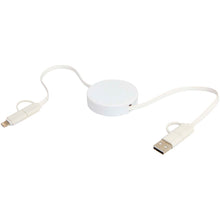 Load image into Gallery viewer, Citala 5-in-1 recycled plastic 90 cm retractable data sync and 40W fast charge cable — White (detail)