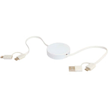 Load image into Gallery viewer, Citala 5-in-1 recycled plastic 90 cm retractable data sync and 40W fast charge cable — White (detail 2)