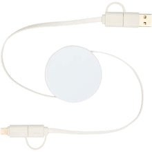 Load image into Gallery viewer, Citala 5-in-1 recycled plastic 90 cm retractable data sync and 40W fast charge cable — White (front)