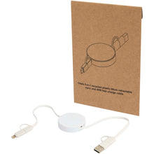 Load image into Gallery viewer, Citala 5-in-1 recycled plastic 90 cm retractable data sync and 40W fast charge cable — White