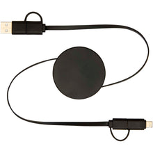 Load image into Gallery viewer, Citala 5-in-1 recycled plastic 90 cm retractable data sync and 40W fast charge cable — Black (back)