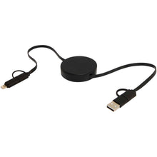 Load image into Gallery viewer, Citala 5-in-1 recycled plastic 90 cm retractable data sync and 40W fast charge cable — Black (detail)