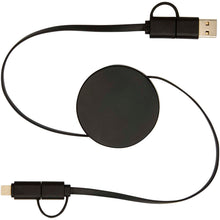 Load image into Gallery viewer, Citala 5-in-1 recycled plastic 90 cm retractable data sync and 40W fast charge cable — Black (front)