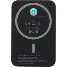 Load image into Gallery viewer, Acrab 5000 mAh 15W magnetic wireless power bank with 20W PD - made from recycled plastic — Black (back)