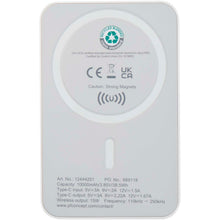 Load image into Gallery viewer, Acrab 10.000 mAh 15W magnetic wireless power bank with 20W PD - made from recycled plastic — White (back)