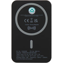 Load image into Gallery viewer, Acrab 10.000 mAh 15W magnetic wireless power bank with 20W PD - made from recycled plastic — Black (back)