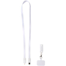 Load image into Gallery viewer, Franz recycled plastic smartphone lanyard with built-in data sync and 65W fast charge 5-in-1 cable — White (detail 2)