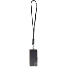 Load image into Gallery viewer, Franz recycled plastic smartphone lanyard with built-in data sync and 65W fast charge 5-in-1 cable — Black (detail)