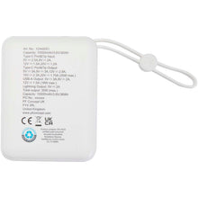 Load image into Gallery viewer, Acrux 10.000 mAh 35W tablet power bank with built in Type-C cable - made from recycled plastic — White (back)