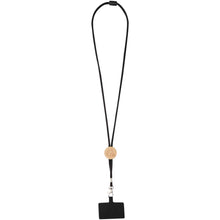 Load image into Gallery viewer, Adhab smartphone lanyard with bamboo details — Black (back)