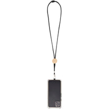 Load image into Gallery viewer, Adhab smartphone lanyard with bamboo details — Black (detail)
