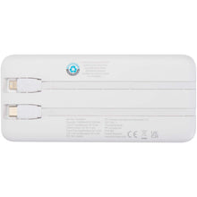 Load image into Gallery viewer, Adhil 10.000 mAh 10W recycled plastic power bank with 2 built-in cables — White (back)