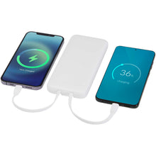 Load image into Gallery viewer, Adhil 10.000 mAh 10W recycled plastic power bank with 2 built-in cables — White (detail 2)
